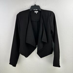 Tobi Blazer Jacket Womens Small Black Crop Open Front Drape Neck Office Business